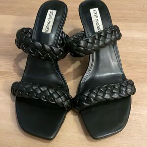 Steve Madden Prema Braided Black Sandal Size 9.5